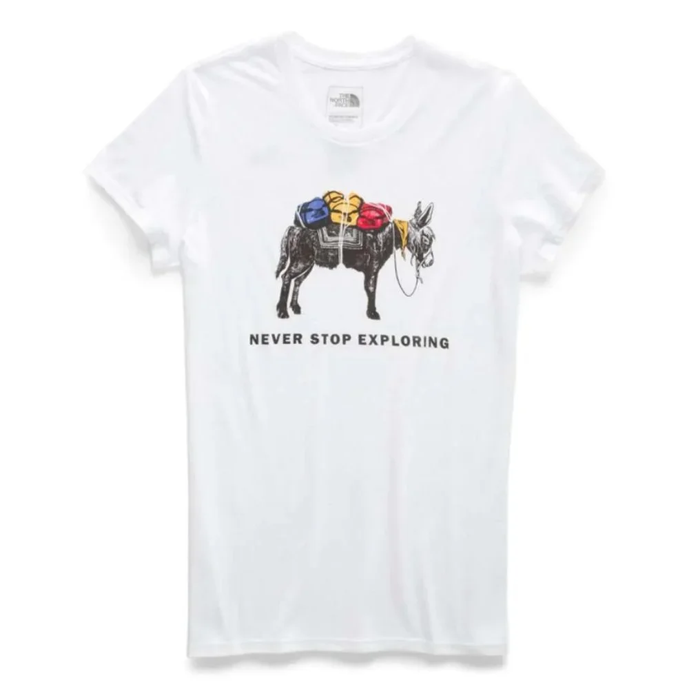 The North Face Women's Short Sleeve‎ Pony Wheels Tri-Blend Tee/White X-Large NWT - Picture 2 of 6